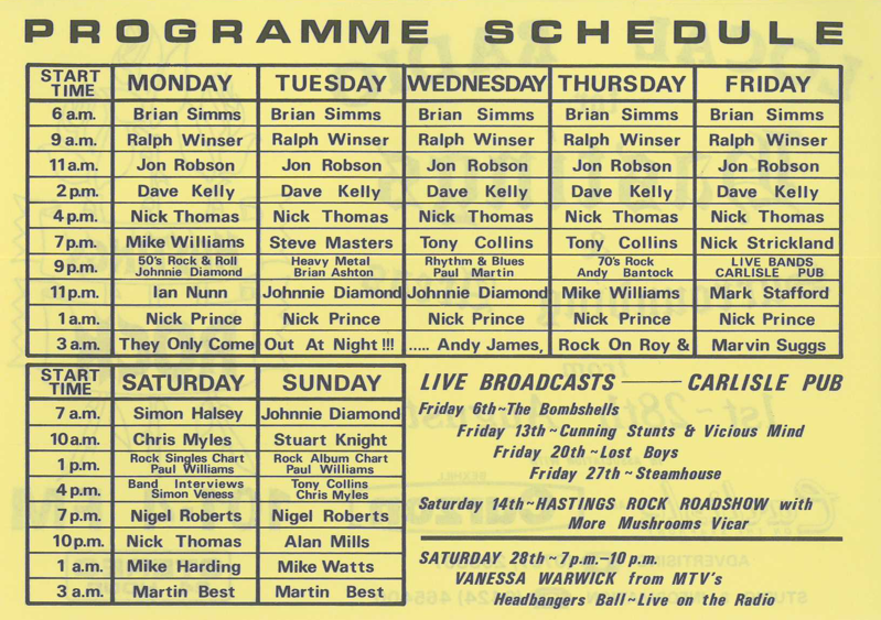 history radio station schedule template